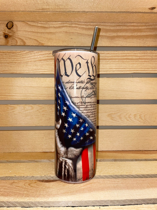 We The People Stainless Steel Tumbler 20oz with Lid and Straw