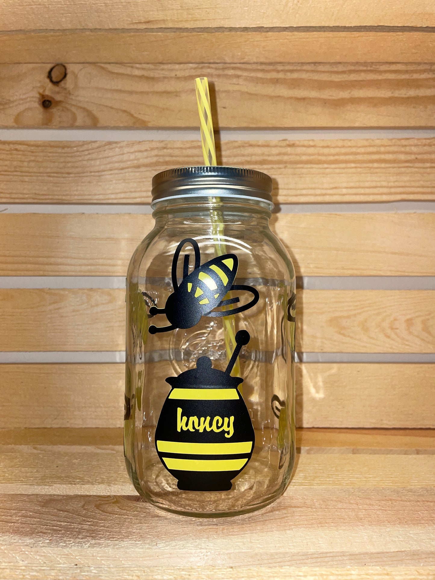 Honey Bee Mason Jar Drinking Cup