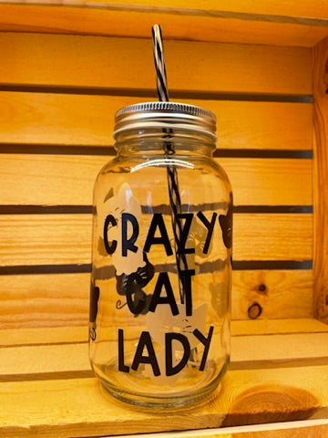 Crazy Cat Lady Mason Jar Cup