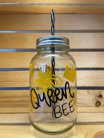 Queen Bee Mason Jar Cup