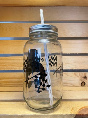 #RACE LIFE Leopard Mason Jar Cup