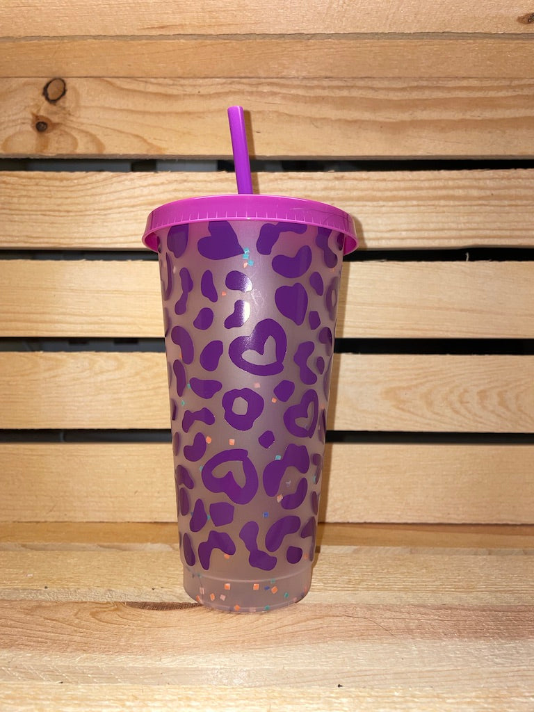 Purple Leopard Cold Cup 24oz