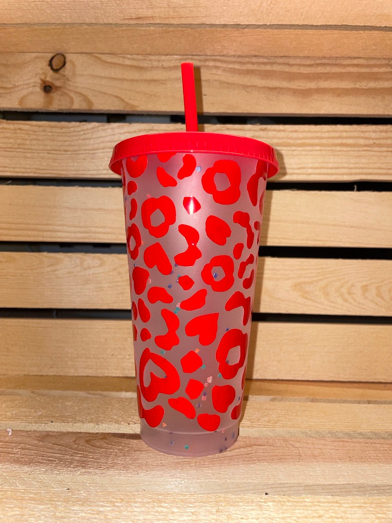 Red Leopard Cold Cup 24oz