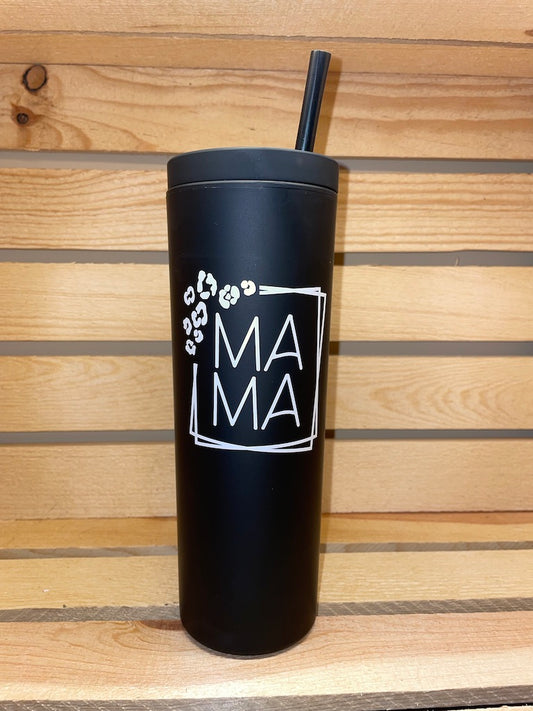 Mama Skinny Acrylic Tumbler with Lid and Straw | 18oz Premium Insulated Double Wall Plastic Reusable Cup