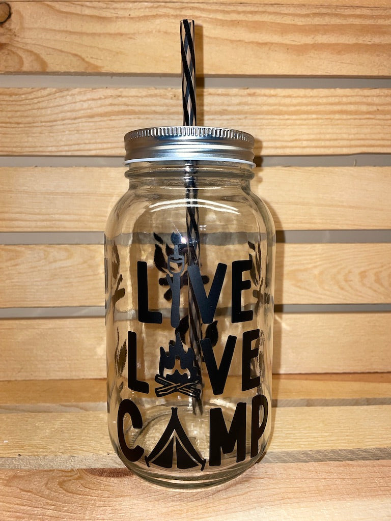 Live Love Camp Mason Jar Cup