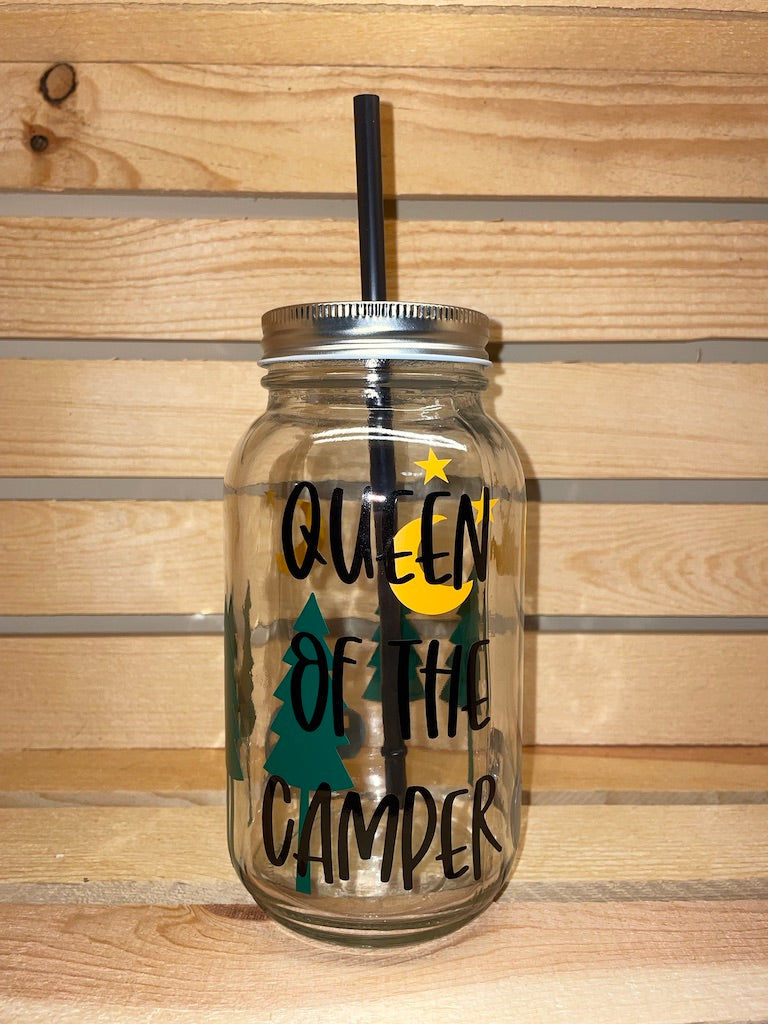 Queen of the Camper Mason Jar Cup
