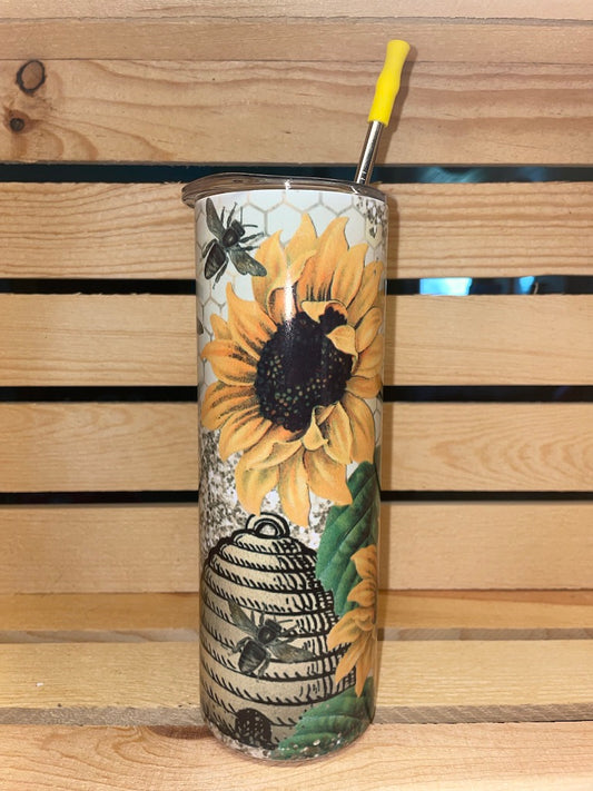 Honey Bee's Stainless Steel Tumbler 20oz with Lid and Straw