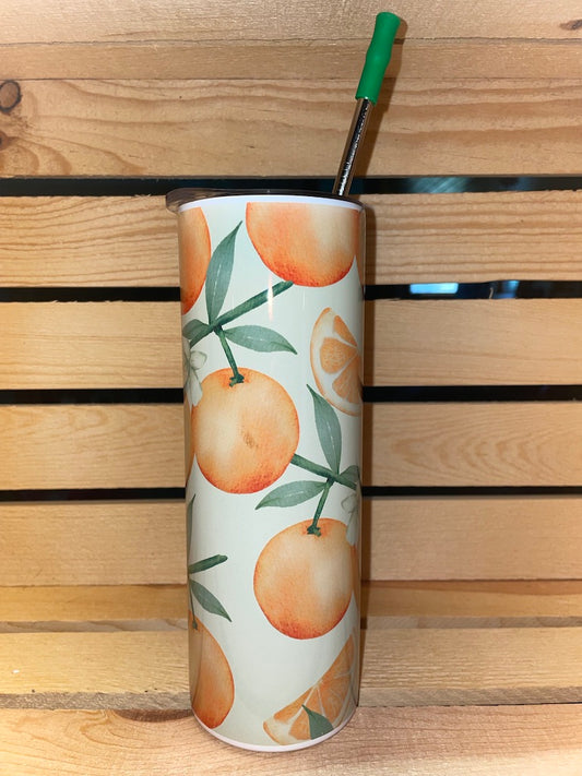 Oranges Stainless Steel Tumbler 20oz with Lid and Straw