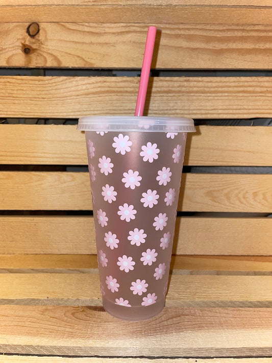 Pink Daisies Cold Cup 24oz